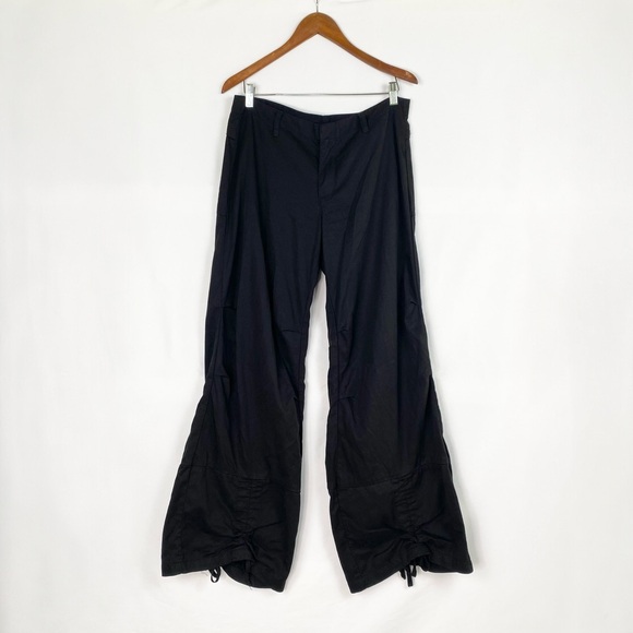 UNIF Vast Pants Wide Leg Low Rise Tech Pull Tie Ruching Pocket Zip Fly Size 29 - Picture 1 of 5